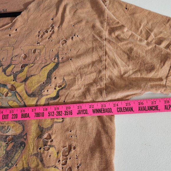 Sublime Distressed Oversized T-Shirt S/M Brown Cotton Graphic Sun Design Short S - Picture 9 of 10